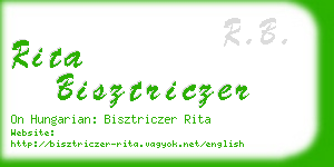 rita bisztriczer business card